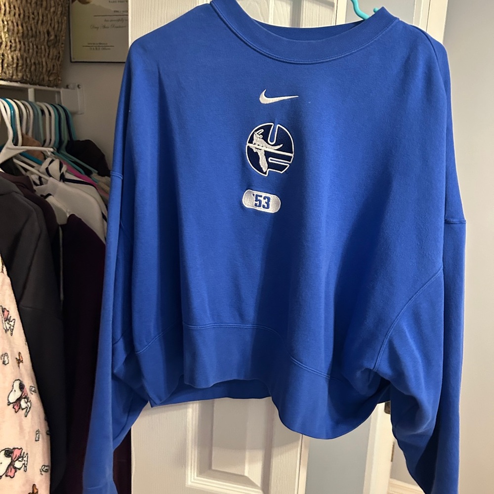 Nike Blue Women's Cropped sweatshirt